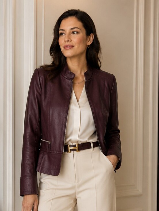 White House Black Market Jackets & Blazers - White House Black Market Deep Purple Leather Jacket Pit To Pit 21".New No Tag.